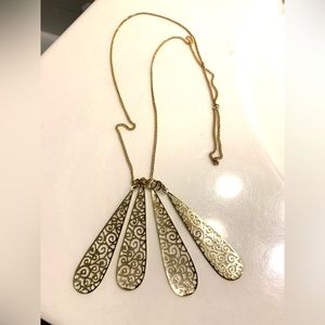 Fashion Gold Pendant and Chain. New W/o tag. four elongated panels Light weight